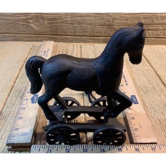 Cast Iron Horse Pull Toy on Wheels 0170-13603 - Picture 8 of 10